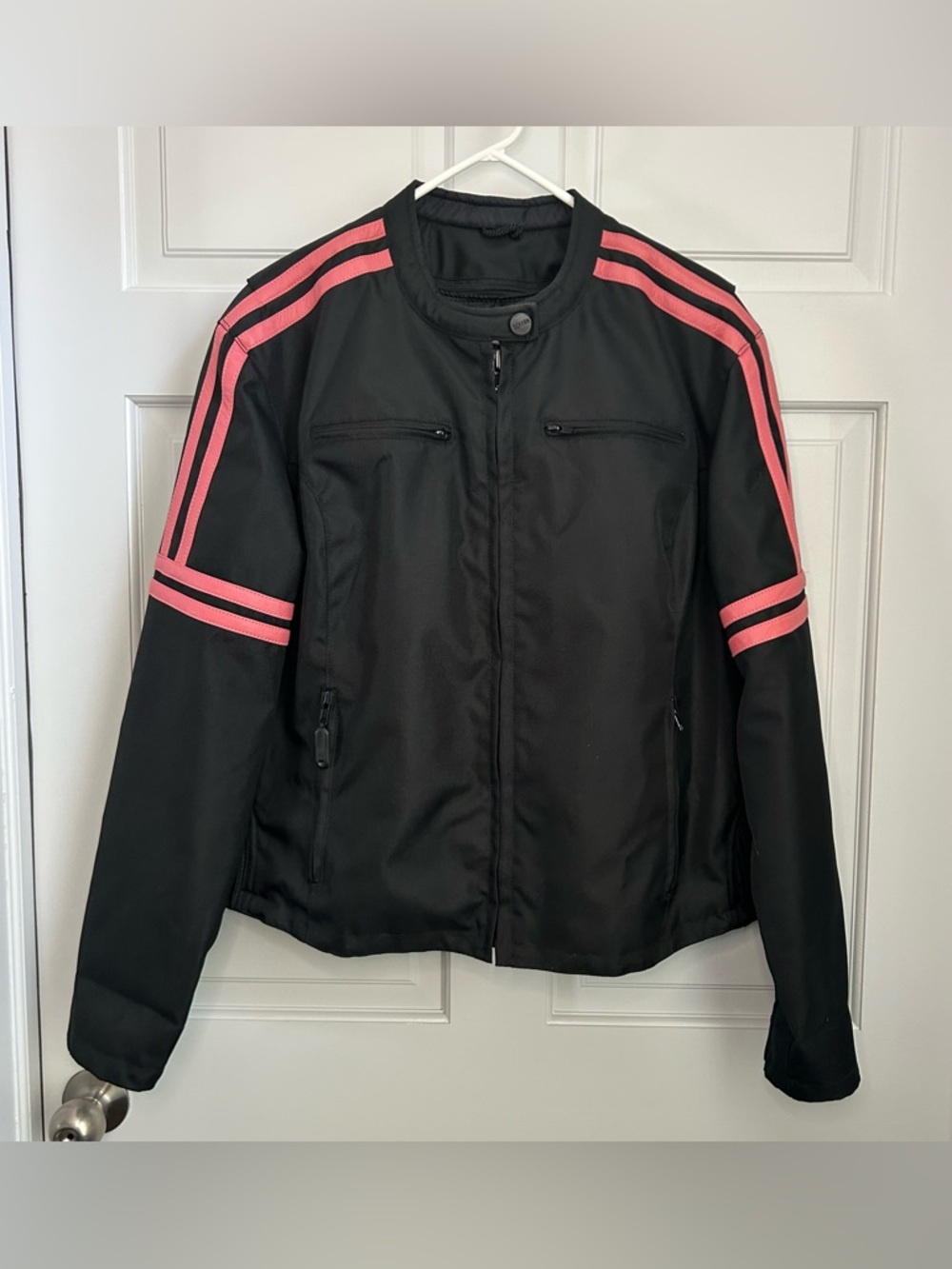 NexGen Motorcycle Riding Jacket Womens 3XL XXXL Black Pink Nylon Leather Zip Out